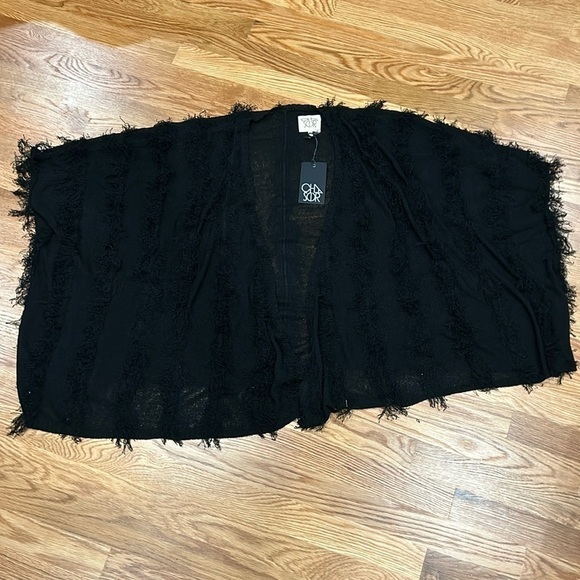 Chaser x Revolve Open Front fringe Kimono in Black medium/large new - Picture 2 of 5